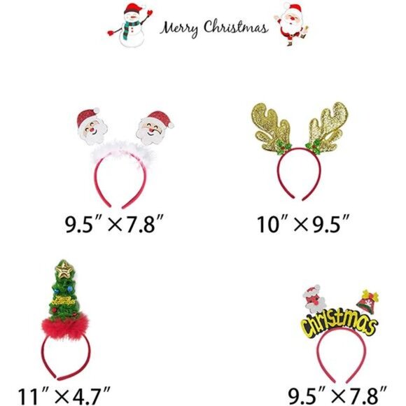 12 Pcs Christmas Headbands Xmas Party Hat for Kids Adults - Picture 7 of 10